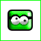 Green square icon with rounded corners showing two white eyes and black pupils, transitioning through various eye positions including closed and open states.