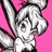 Pixelated character with light hair and pink bow against pink background, text 'Tink<3' in purple on black right side.