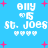 Pixelated blue background with pink plus signs and white text reading 'Billy * 15 St. Joes' repeated four times in a pattern