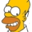 Pixelated yellow-skinned cartoon character with large white eyes, orange nose, and wide open mouth showing teeth, cropped to head and shoulders.