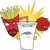 A 50x50 pixel animated contact sheet showing two frames of a cartoon character with red face, yellow hair, and boxing gloves on the left frame, next to a shield-shaped logo with "JOGG" text on the right frame.