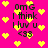 A bright pink background with scattered yellow pixelated hearts, featuring black text reading "omG I think I luv u <33" in a repeating pattern.