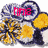Animated icon shows a cartoon character with blue and white hair, yellow flower-like shapes on its body, and pink text above the head changing across frames.