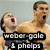 Two pixelated figures with open mouths appear above black text bars reading 'webcr-gale' and '1 phelpo' against a light gray background.