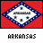 Animated contact sheet showing three frames of a buddy icon featuring the Arkansas state flag design with text variations below each frame.