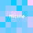 Pixelated of light blue and pink squares with four instances of the text 'Nicole' in white pixelated font