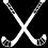 Black background with white crossed hockey sticks and pixelated text reading "Don't Let The Skirt Fool You" in four separate lines.