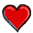 A contact sheet of 13 heart-shaped icons in various colors arranged in a grid, with the bottom-left frame showing a single pink heart on a gray background.