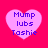 Four identical pink heart-shaped icons with blue text reading 'Mump lubs Tashie' on a solid pink background, arranged in a
