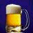 A pixelated beer mug with foam sits on a dark blue background next to yellow text reading "beauty is in the eye of the beer holder."