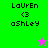 Pixelated text 'LaUrEn <3 ashley' on green and pink backgrounds with a star icon changing color.