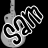 A 4-frame animated contact sheet showing a stylized guitar-shaped icon with the text "gym" in white and black, displayed against a transparent background.