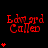 Red pixelated text 'Edward Cullen' repeated across a black background with varying numbers of red heart symbols below each instance.
