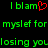 Green pixelated text on black background with red heart symbol replacing 'o' in 'blam', repeated across three lines.