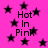 Pink background with black stars and repeated text "Hot In Pink" in bold font.