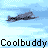 Animated contact sheet of 24 airplane frames with repeating "Coolbuddy" text across a light blue sky background, each frame showing different aircraft poses and angles in grayscale.