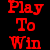 A 50x50 pixel animated buddy icon split into two vertical sections with red and black backgrounds displaying text in a pixelated font.