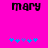 Bright pink background with black text 'mary' at top and blue/purple star-like symbols at bottom, two identical frames side-by-side.