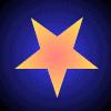 Nine star-shaped icons arranged in a on dark blue backgrounds, each with distinct color gradients and central light effects