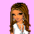 Pixel art of a woman with long brown hair wearing a white top and dark pants, with text reading SWEET LIL SARAH on a pink background.