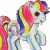 A pixelated cartoon pony with rainbow-colored mane and tail on a white background, next to green text reading "Original Icons .com" on a dark green background.