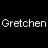 Pixelated text 'Gretchen' appears twice on black background with pink and magenta shapes below.