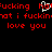 Red pixelated text on black background with white heart symbol, displaying repeated phrases and 'love you' lines.