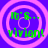 Four identical pixelated icons arranged in a , each featuring green text on a purple background with pink concentric circles