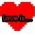 Red pixelated heart with black text 'Love is...' overlaid on white background; rainbow-colored text 'there is Only True... you' on black background; grayscale figure holding star-shaped object with partial text 'n Fairytale'.