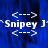 Blue background with white text and symbols, showing 'Snipey' in a stylized font surrounded by arrow-like brackets.
