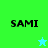 Four display 'SAMI' text with star symbols on green and cyan backgrounds, two static and two animated