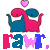 Pixelated cartoon dinosaurs in various poses with hearts above them, each paired with a stylized 'rawr.' text below.