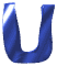 Blue U-shaped icon with glossy texture and light reflections, displayed in a of six showing sequential animation frames
