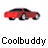A contact sheet of 10 animated frames showing a red sports car icon in various poses with the text "Coolbuddy" beneath each frame.