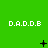 Green background with repeated white text and changing black symbols across three