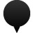 Solid black circular shape with a pointed tail extending downward, set against a light gray background.