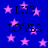 Blue background with pink stars and alternating black text reading 'LOVE' or 'LUV' in pixelated font.