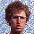 A pixelated portrait of a person with curly brown hair and glasses appears on the left, next to multiple variations of the word 'SWEET' in different color combinations.