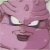 Pixelated close-up of a pink-skinned character with narrowed eyes and a wide, toothy grin, rendered in low-resolution digital art style.