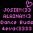 Pixelated pink text and symbols on black background, including names with emoticons, a heart symbol above the top , and repeated phrases
