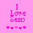 Pixelated pink text "I Love You" on a solid pink background with five heart symbols below.