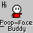 Pixelated character with white face and red body in multiple poses, including pointing, standing, and reacting with 'What!!' text above.