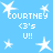 Light blue background with white star shapes and repeated text 'COURTNEY <3's U!!' in pixelated font.