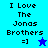 Four display text "I Love The Jonas Brothers =]" with a star symbol; two show blue stars, one light and one dark