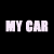Pixelated text 'MY CAR' in light pink on black background with visible dithering and blocky rendering.