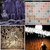 Four pixelated panels show abstract color fields: dark purple with light accents, pastel mix of pink blue and beige, brown and tan textures, and orange-brown with white and dark shapes.
