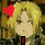 four anime-style character icons with blonde hair and red heart-shaped hair accessories, each displaying distinct text overlays