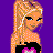 A 4x3 contact sheet of a pixelated animated icon featuring a cartoon woman with blonde hair, heart-themed clothing, and text fragments about heartbreak on a purple background.