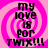 Four identical display black text on a pink spiral background with the phrase "my love is for TWIX!!!" in pixelated font