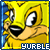 Yellow cartoon animal face with black nose and white eyes, blue background, 'YURBLE' text below.
